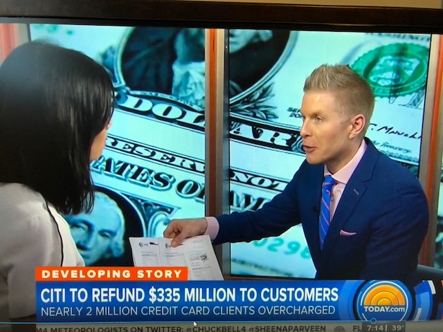 Financial Planner Palm Springs David Rae on the Today Show with Jo Ling Kent Discussing the Citi $330 Million Dollar refund to overcharged customers.